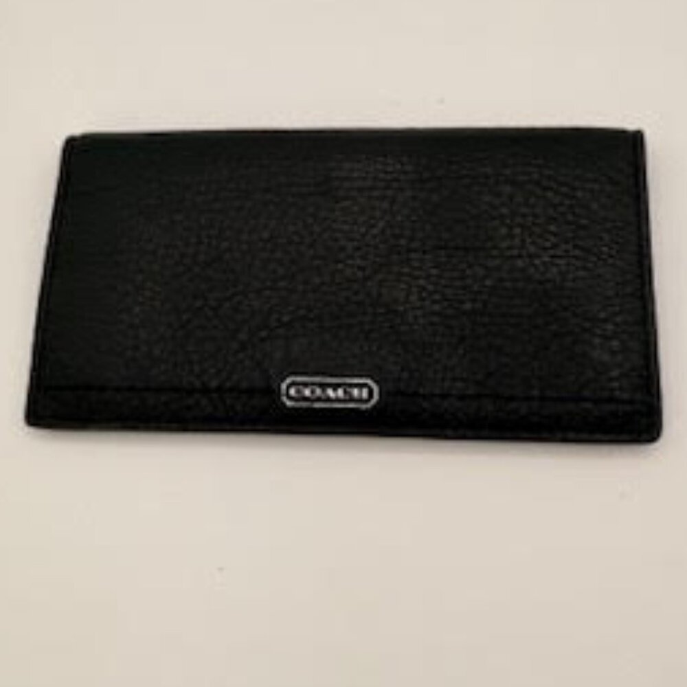 Coach Black Pebbled Leather Wallet Card Case